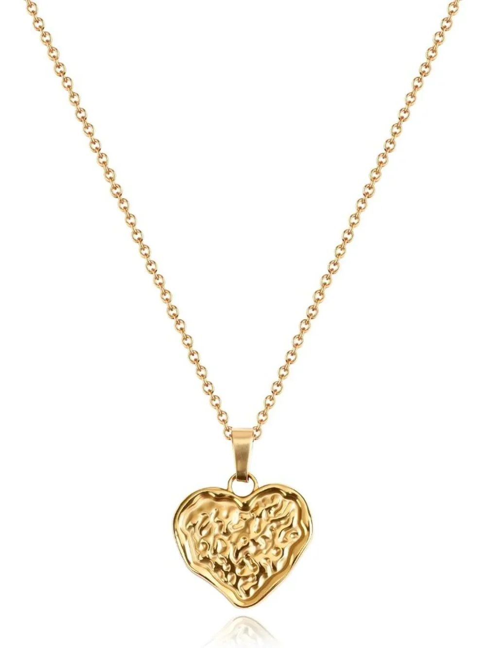 Gold Heart Necklace for Women, 14K Gold Plated Hand Hammered Dainty Heart Jewelr